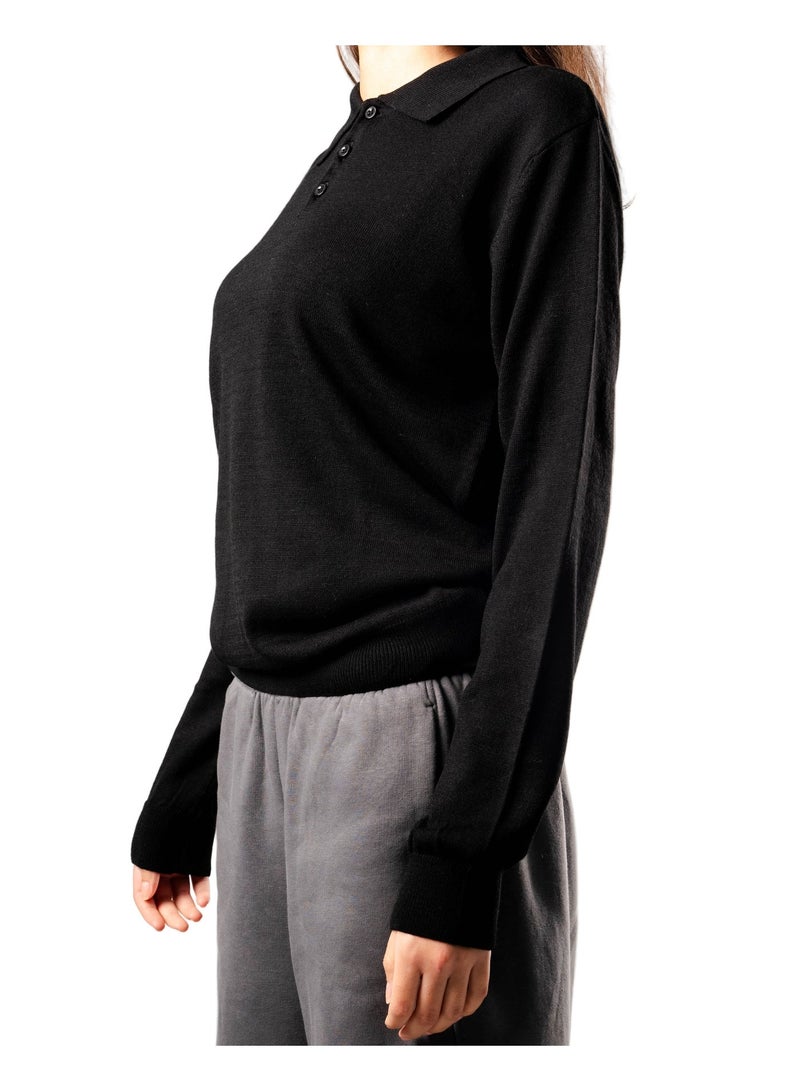 Basic Look Knitted Polo Sweatshirt - Image 5